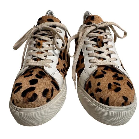 Myra Bag Sz 7.5 38 Leopard Hairon Leather Platform Sneakers Casual Mob Wife Fur - Picture 15 of 15